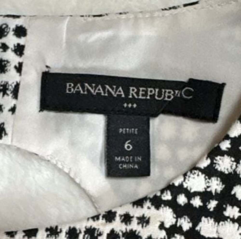 Banana Republic Petite 6 Black White Sheath Dress Sleeveless Career - Picture 4 of 8